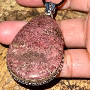 Chunky Rhodonite Pendant 2 1/2”
